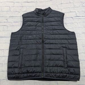 Swiss Tech Puffer Vest MENS 2XL Black Quilted Full Zip Lightweight Nylon
